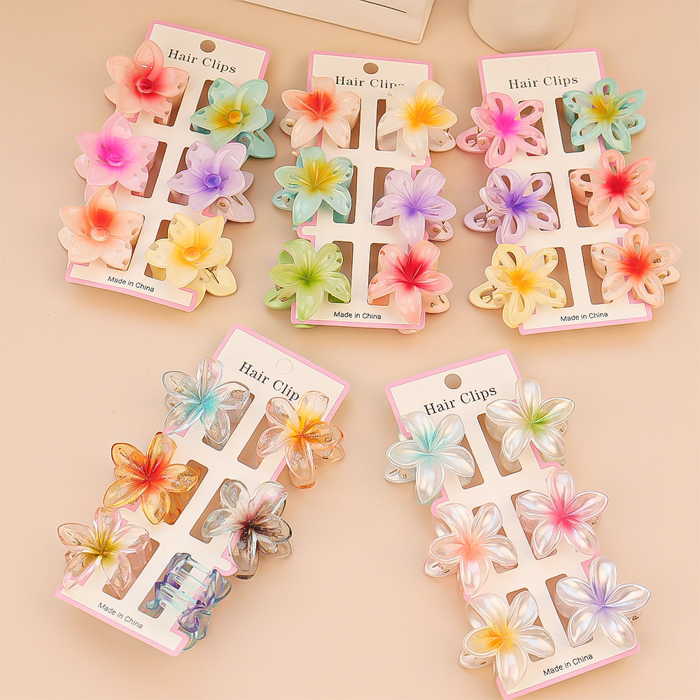 Hair Clip Claw Large - 6 pçs moda colorida transparente flor