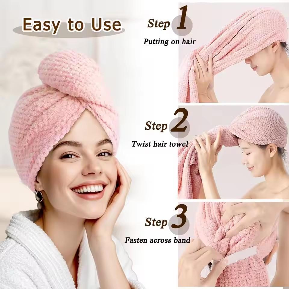 Hair Turban Towel - Toalha de secagem de cabelo super