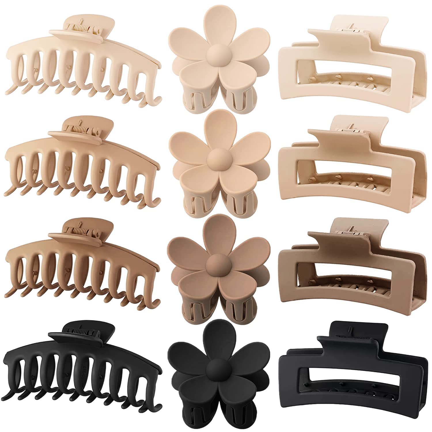 Hair Clip Claw Large - Conjunto de 12 Presilhas de Cabelo
