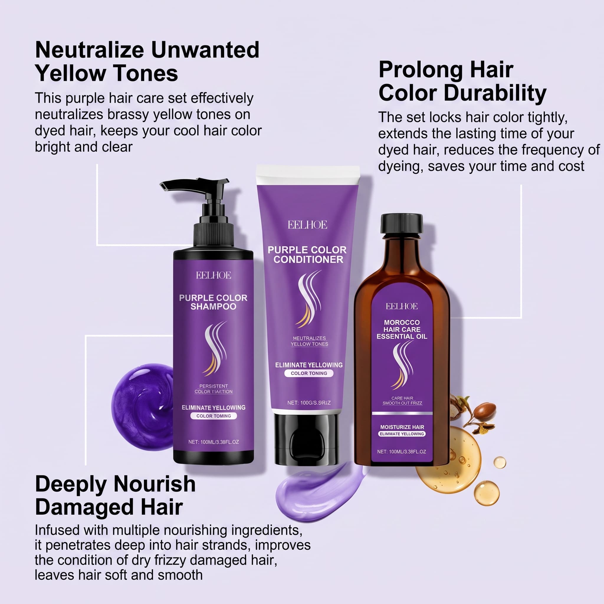 Conjunto de Shampoo Roxo com C - Hair Care Serum avaliação e preço