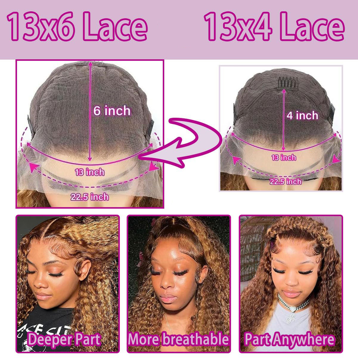36 Polegada onda profunda p4/2 - Lace Front Wig avaliação e preço
