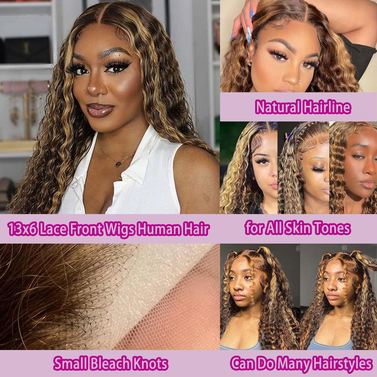 36 Polegada onda profunda p4/2 - Lace Front Wig avaliação e preço