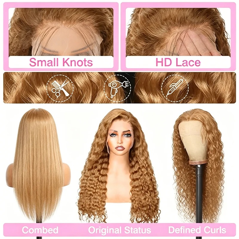 34 38 Polegada mel loira peruc - Lace Front Wig avaliação e preço