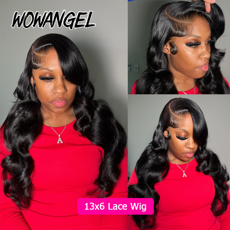Wow anjo onda do corpo jet bla - Lace Front Wig avaliação e preço